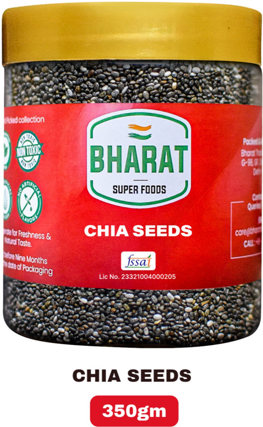 Bharat Super Foods Premium Raw Chia Seeds 350gm | Healthy Food for Weight Loss (100% Natural Chia Seeds 350gm Jar Pack) Chia Seeds(350 g)