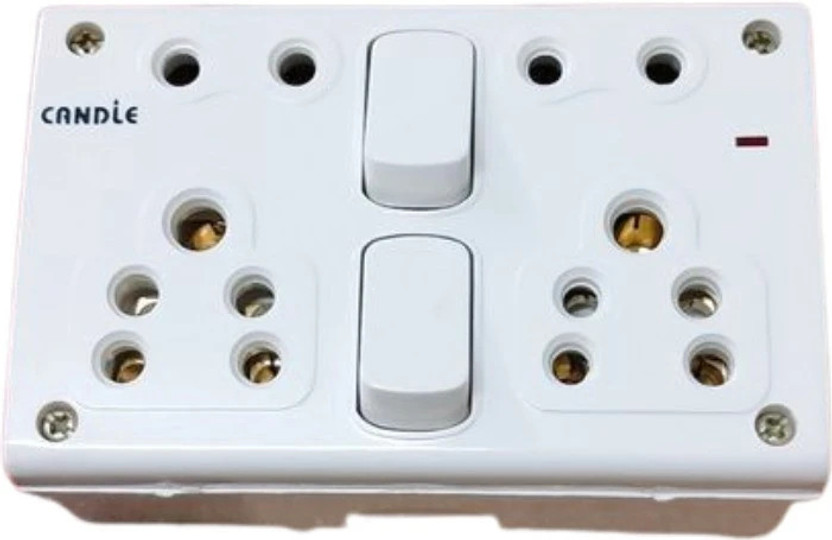 CANDLE Unbreakable 6amp. 2 switch+4 outlet+Indicator Combined Box 6 A One Way Electrical Switch(Pack of 1 Number of Switches - 2)