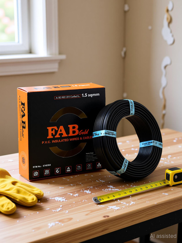 FAB GOLD CCA COPPER 1.5 sqmm |90 M |Multi Strand |Electrical Wire Cable |Premium quality 1.5 sq/mm Black 300 ft. Wire(Black)