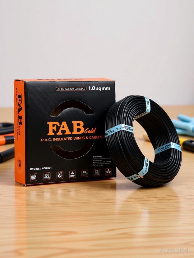 FAB GOLD CCA COPPER 1.0 sqmm |90 M |Multi Strand |Electrical Wire Cable |Premium quality 1 sq/mm Black 300 ft. Wire(Black)