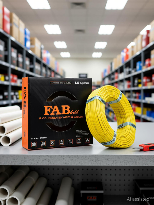 FAB GOLD CCA COPPER 1.0 sqmm |90 M |Multi Strand |Electrical Wire Cable |Premium quality 1 sq/mm Yellow 300 ft. Wire(Yellow)