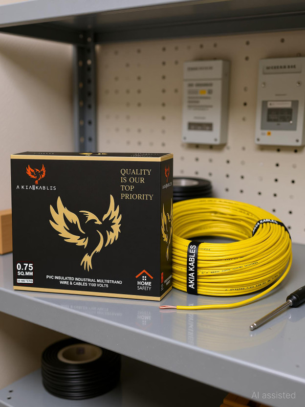AKIA KABLES PVC Insulated CCA Copper Wire, Single Core Multi-Strand Industrial Wiring Cable 0.75 sq/mm Yellow 90 m Wire(Yellow)