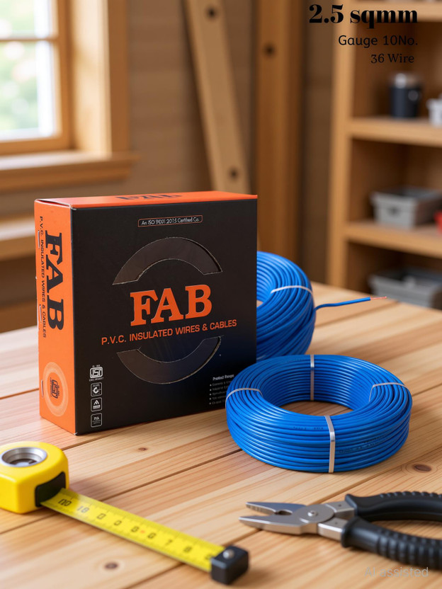 kripa FAB 2.5 sqmm |Copper Multi Strand|90M |House Fitting| FR PVC |Wires Cables 2.5 sq/mm Blue 300 ft. Wire(Blue)