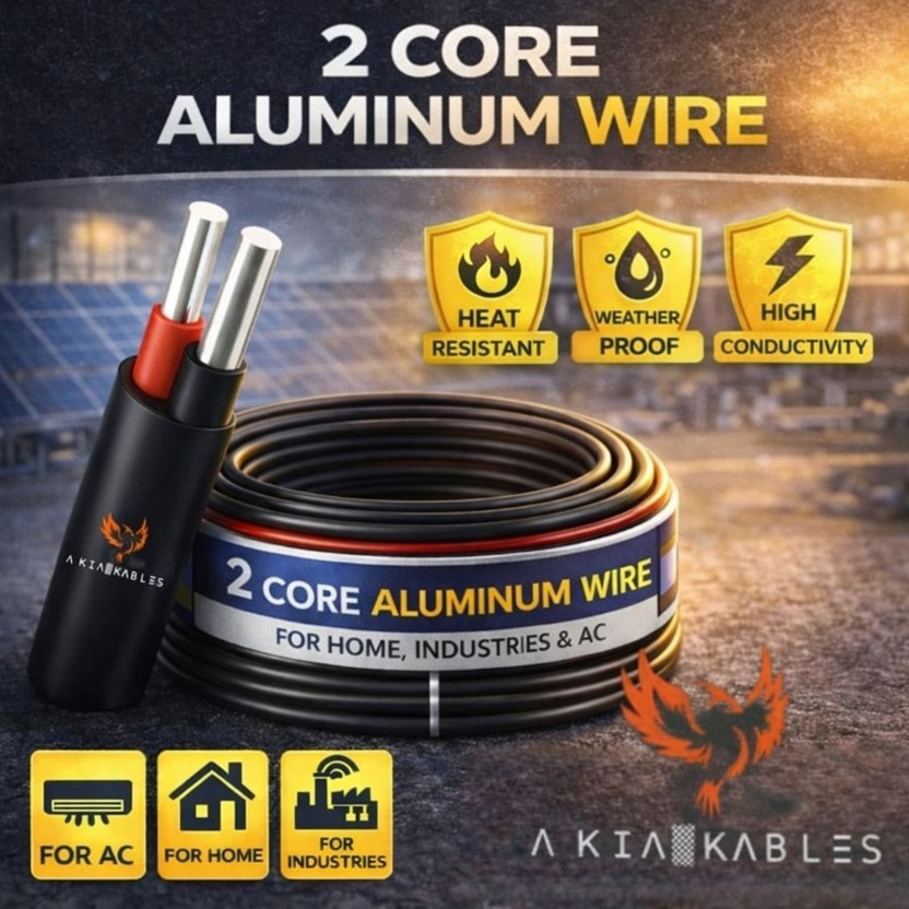 AKIA AKIA KABLES Aluminium 2 core wire pvc 6 sq/mm Black 90 m Wire(1) - Flipkart Deal
