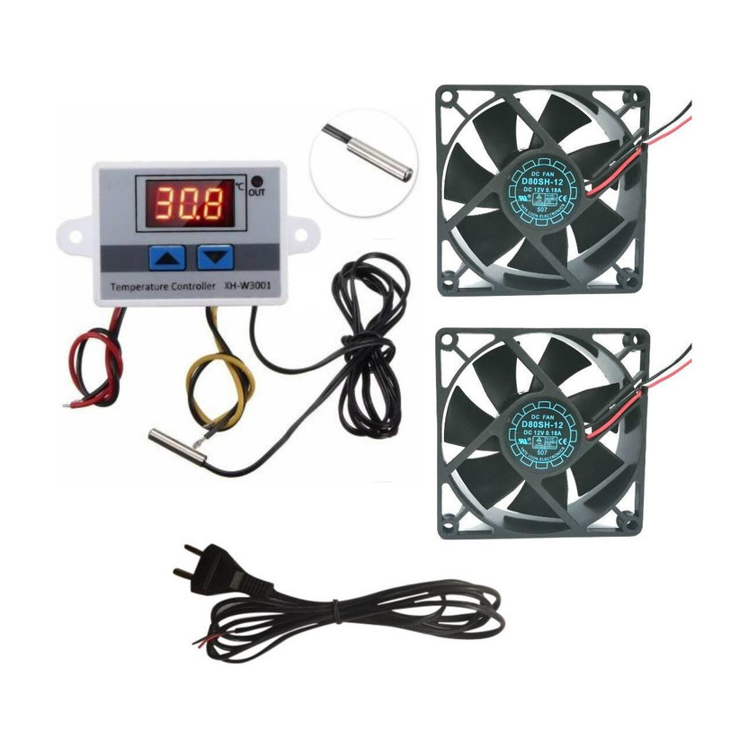 CyberSupreme W3001 AC THERMOSTAT 2 Cooling Fan 2 Pin AC Power Cord For Diy Incubator Temperature Sensor and Controller Electronic Hobby Kit