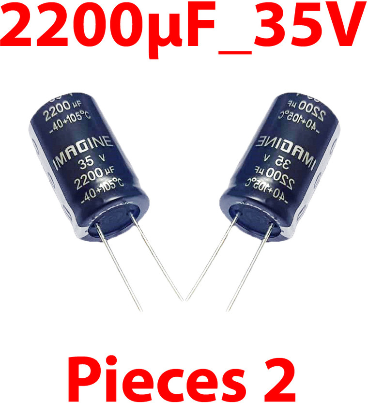 ELPH 2 Pcs 2200uf 35V Electrolytic Capacitor 2200 Micro Farad 35 Volt Condenser Electrolytic Capacitor(Pack of 1)