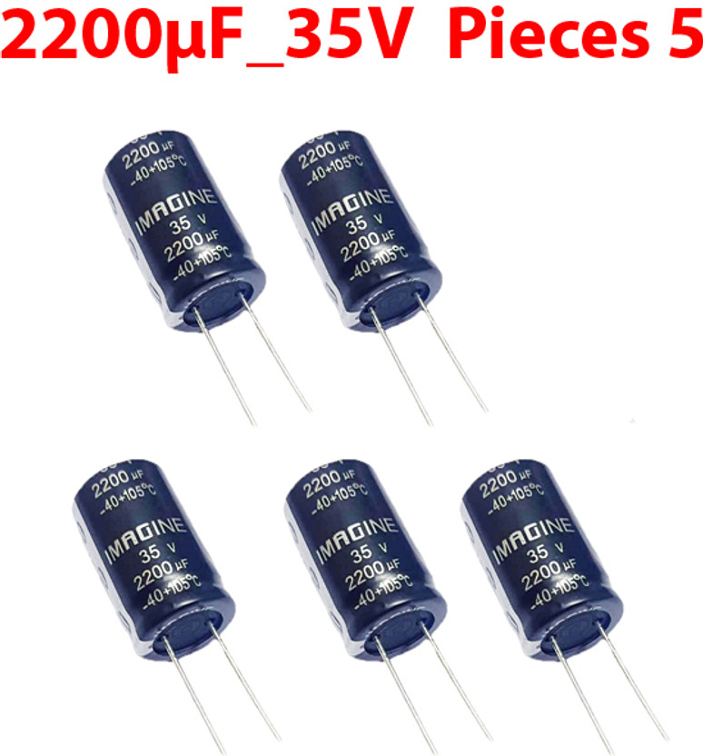 ELPH 5 Pcs 2200uf 35V Electrolytic Capacitor 2200 Micro Farad 35 Volt Condenser Electrolytic Capacitor(Pack of 5)