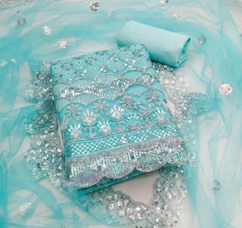 Stylebhawani Net/Lace Embroidered Salwar Suit Material