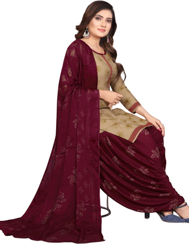 THIRA Crepe Floral Print Salwar Suit Material