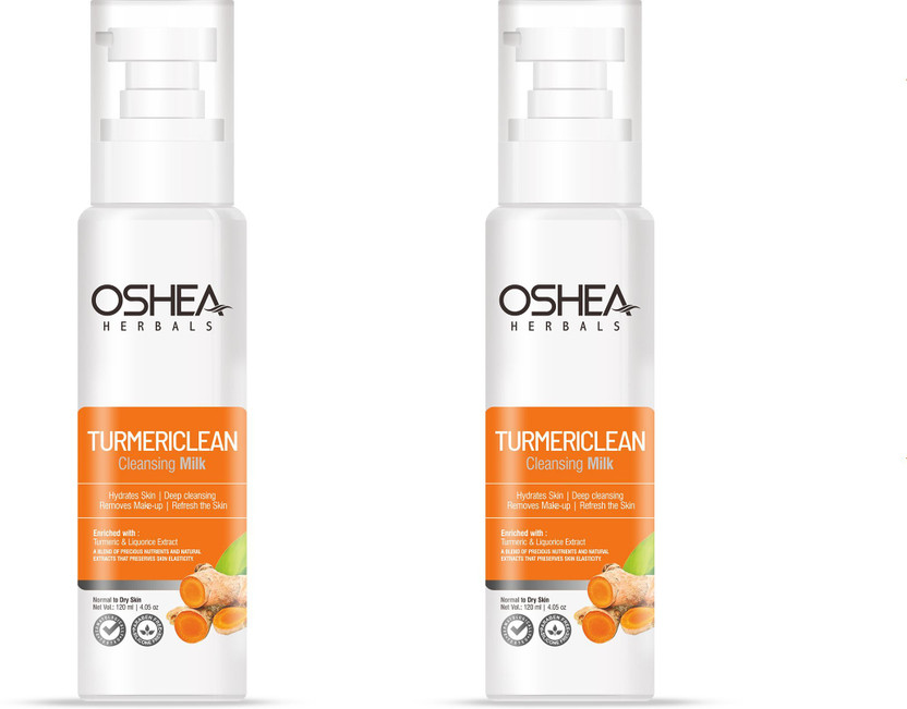 Oshea Herbals Turmericlean Cleansing Milk for Hydration & Makeup Removal 120mlx2 Face Wash(240 ml)