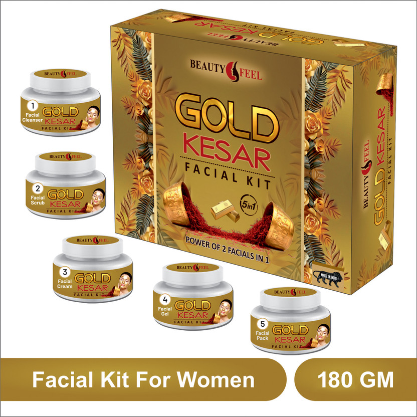 Professional Beauty Feel Gold Kesar Facial Kit for Women & Men – All Skin Types Solution(180 g)