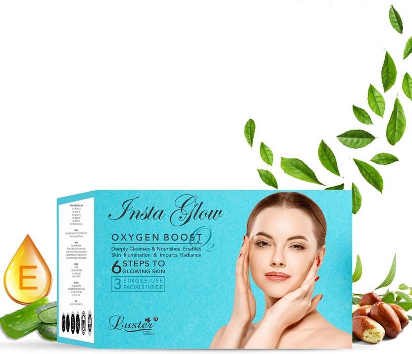 Luster Insta Glow Oxygen Boost Facial Kit 6 Step Facial Kit For
