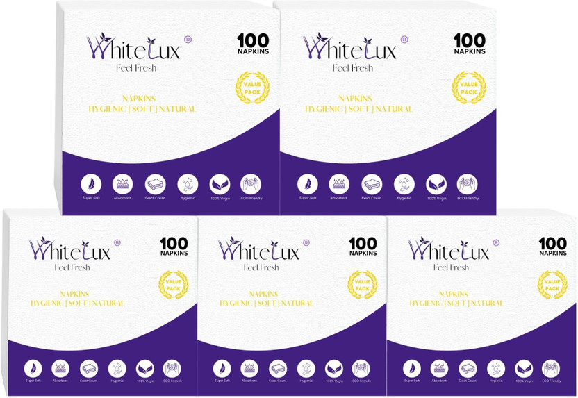 WhiteLux Premium Quality Tissue Paper Napkin (Pack of 5)(500 Tissues)