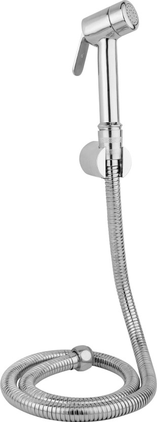 Bhanmati sanitary Items by Bhanmati Sanitary Items BSI445 Brass 360 Degree Swing Jet Spray Health Faucet with 1 .5 (BRASS GUN) Flexible Hose Tube for Toilet, Chrome Finish - (Pack of 1) Health  Faucet(Wall Mount Installation Type)
