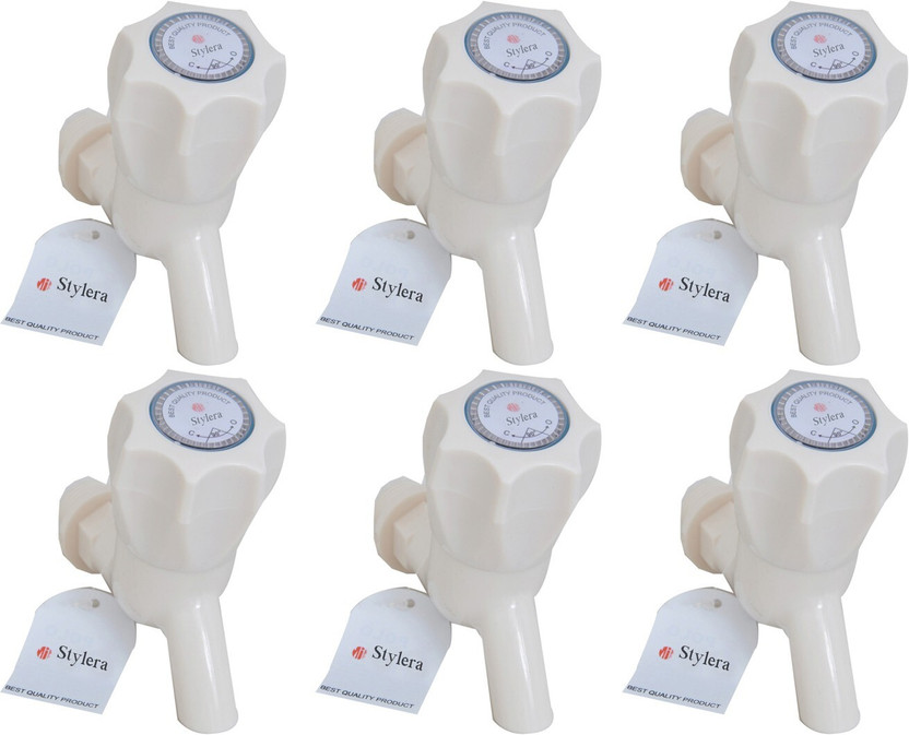 STYLERA Set of 6 Plastic Tap for Home Bath Faucets Bathroom Fittings and Faucets Water Taps Kitchen Tap Polo Cock, Tap for bathroom plastic toilet tap Set of 6 Plastic Tap for Home Bath Faucets Bathroom Fittings and Faucets Water Taps Kitchen Tap Polo Cock, Tap for bathroom plastic toilet tap Bib Ta