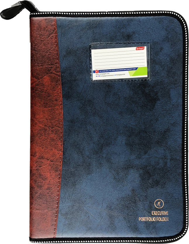 NEELGAGAN NEELGAGAN CB-850 (Dual Tone Chain Bag)Executive Portfolio Folder-With 20 Pockets (Leaves) (38cm X 26.5cm)(Set Of 1, Blue) - Flipkart Deal