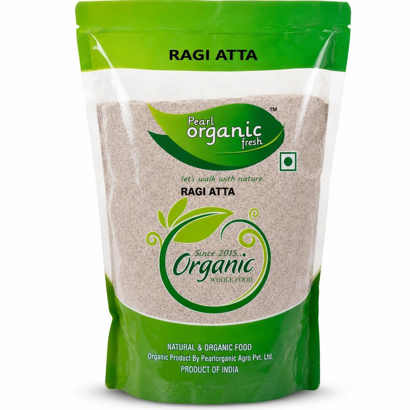 Pearl Organic Fresh Ragi Atta | Stone-Ground Finger Millet Flour | Calcium & Fibre Rich(500 g)