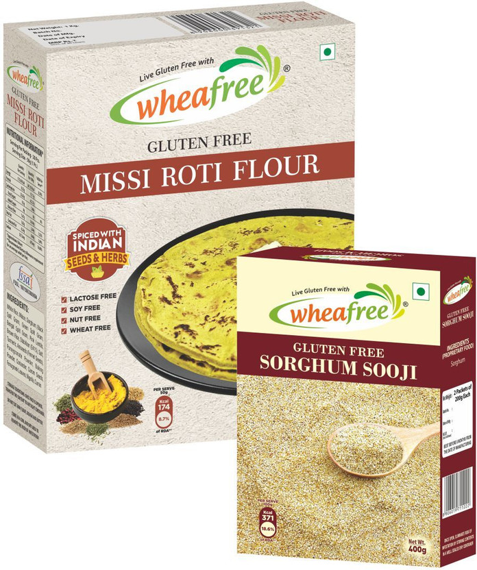 wheafree Gluten Free Sorghum Sooji (400g) & Missi Roti Flour (1Kg) Combo Pack Combo(Sorghum Sooji: 400g, Missi Roti Flour: 1Kg)