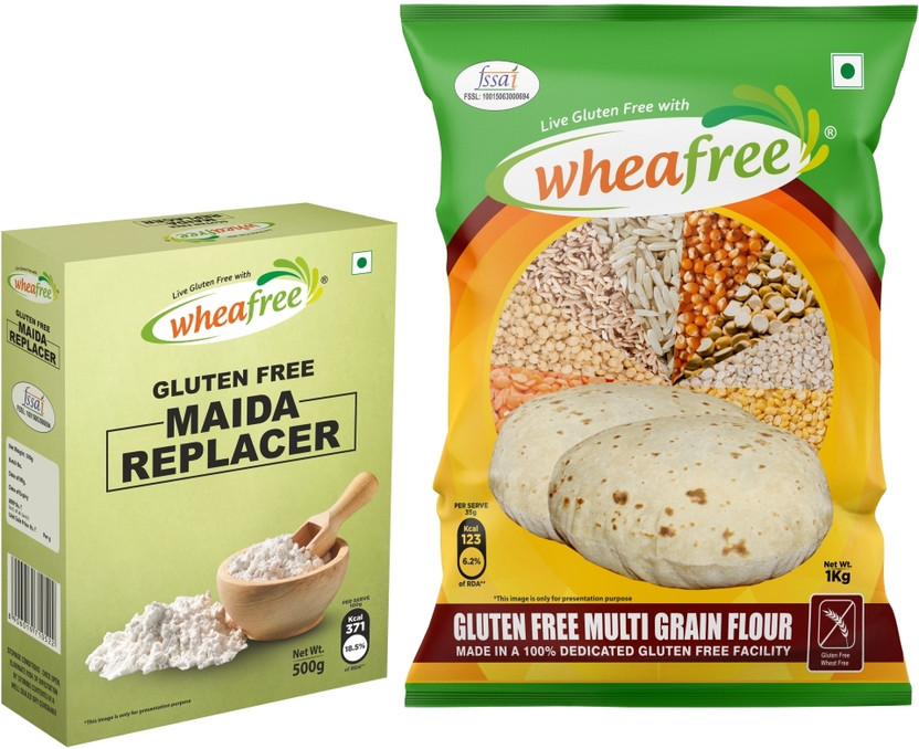 wheafree Gluten Free Maida Replacer (500g) and Gluten Free Flour (1Kg) Combo Pack Combo(Maida Replacer 500g, GF Flour 1Kg)