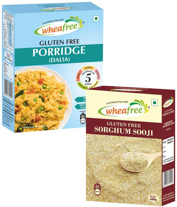 wheafree Gluten Free Sorghum Sooji (400g) and Porridge /Dalia (500g) Combo Pack Combo(Sorghum Sooji: 400g, Porridge : 500g)