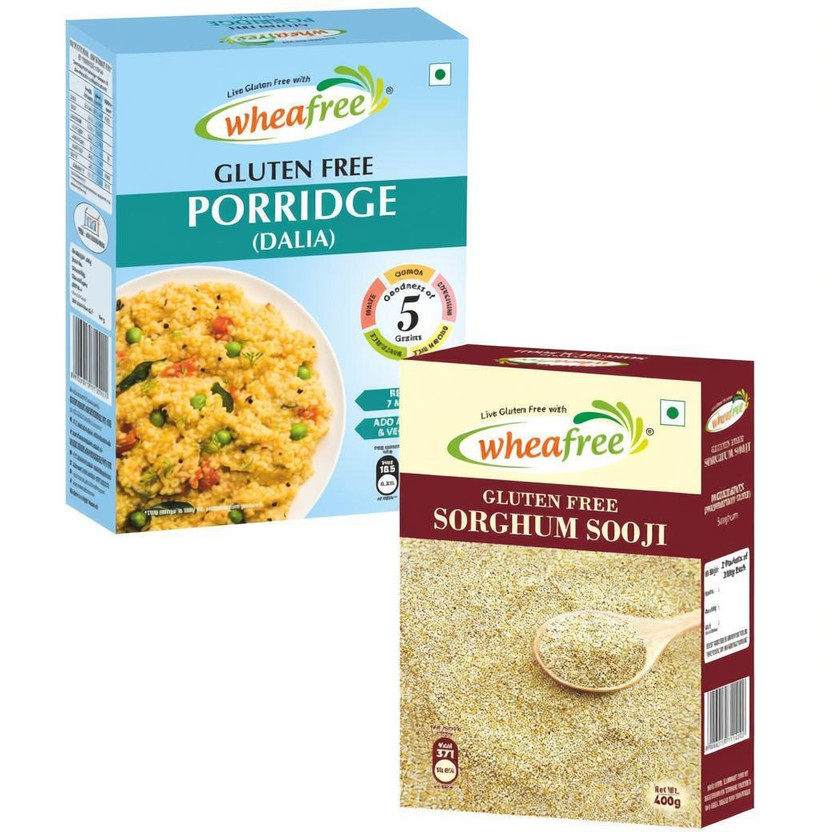 wheafree Gluten Free Sorghum Sooji (400g) and Porridge /Dalia (500g) Combo Pack Combo(Sorghum Sooji: 400g, Porridge : 500g)