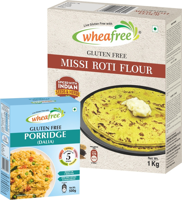 wheafree Gluten Free Missi Roti Flour (1Kg) + Porridge/Dalia (500g) Combo Pack Combo(Gluten Free Missi Roti Flour (1Kg) + Porridge/Dalia (500g) Combo Pack)