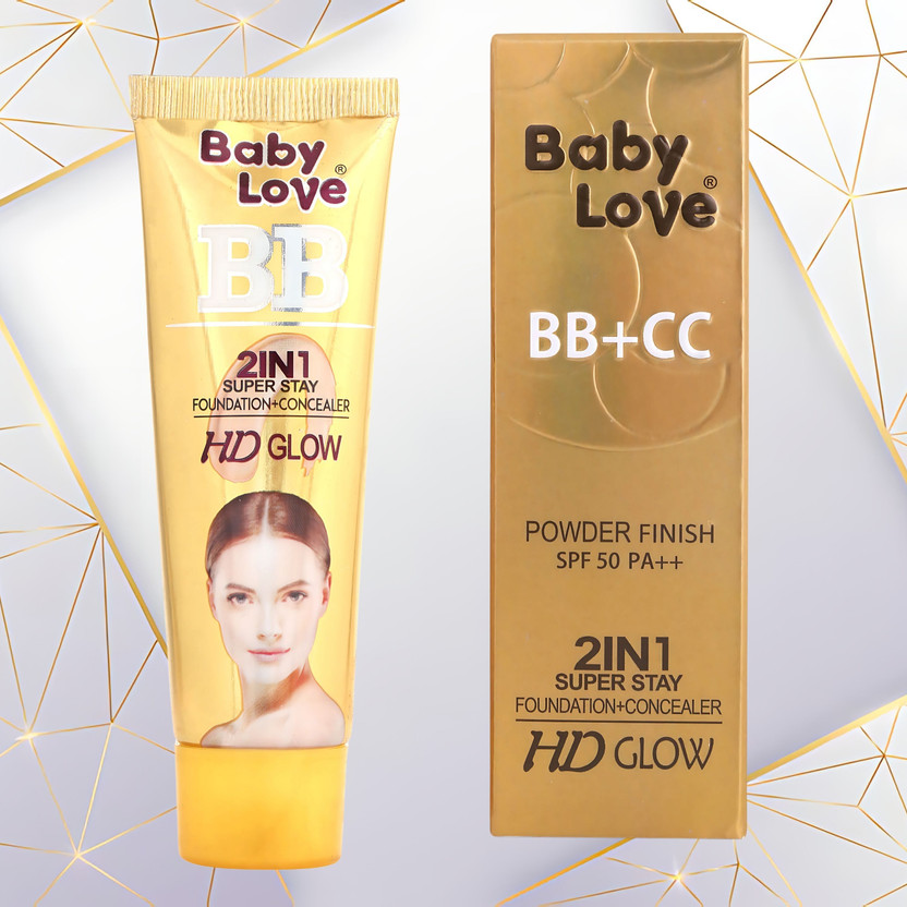 Baby Love BB+CC Powder Foundation | Super Stay HD Coverage | SPF50 PA++ | Concealer + Base Foundation(Beige, 50 g)