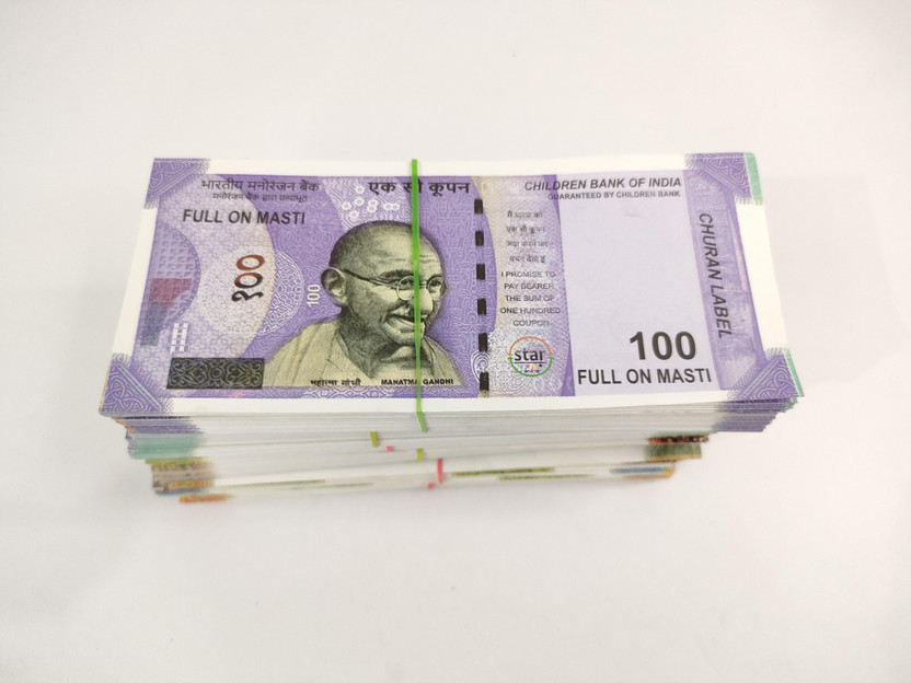BBS DEAL Indian Rupees Duplicate Money Fake Currency Notes Dummy Rupee Bundle Money 20*6=120 note New Fake currency Note Gag Toy(Multicolor)