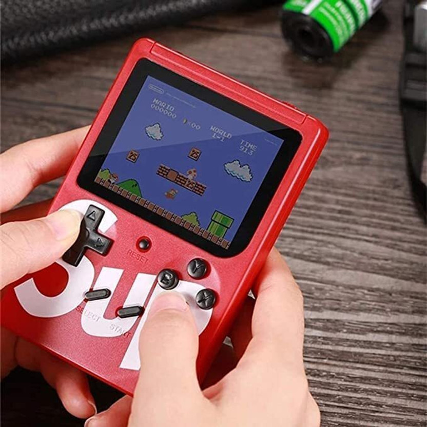 CHG Console Handheld Classical Game PAD Box Can Play On TV, 400 Games Contra, Turtl 8 GB with Super Mario, DR Mario, Mario, Contra, Turtles, Tank, Bomber Man Total 400 Games(Red)