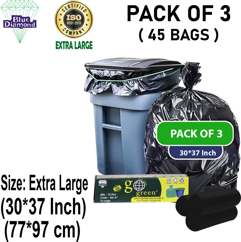 KALP CRAZE 30x37 Inch Black Garbage Bags Heavy Duty & Leak Proof Design XL 80 L Garbage Bag  Pack Of 45(45Bag )