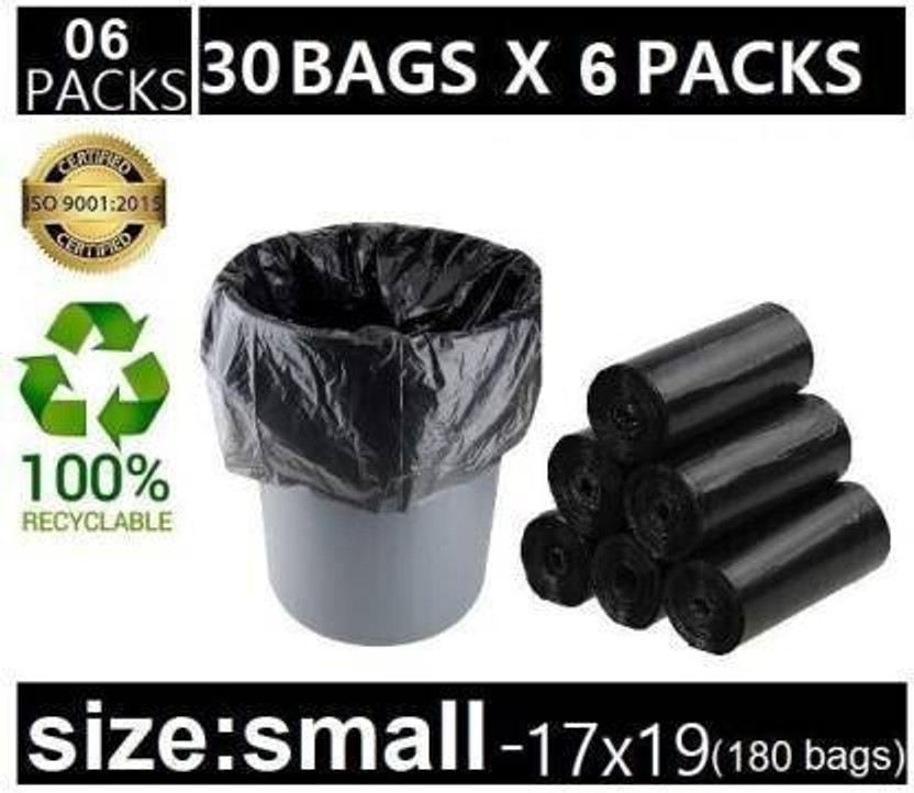 SAISWAR Biodegradable Garbage Bag - 19X21 Inch, 30 per Set medium, Black, (Set of 6) Medium 6 L Garbage Bag  Pack Of 180(180Bag )