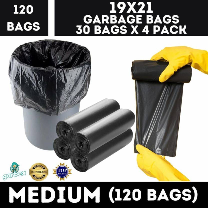 GARBEX Black Garbage bags / Dustbin bag Size Medium 15 L Garbage Bag