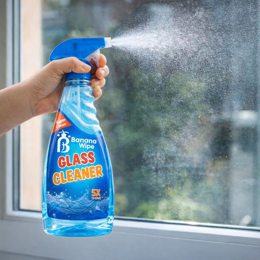 Bananawipe Mirror Glass Cleaner Spray 500 mL Fast Dry Streak Free Shine for Home Use(500 ml)