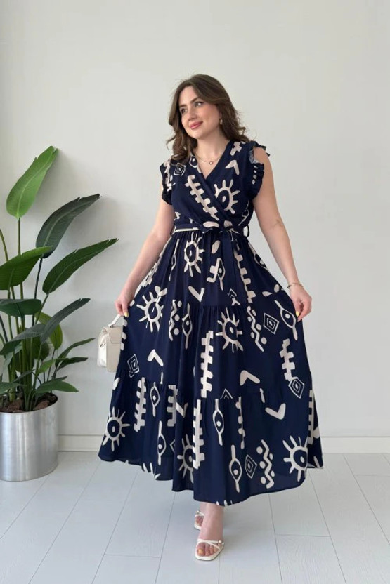 BLUERTONE Women A-line Dark Blue Maxi/Full Length Dress