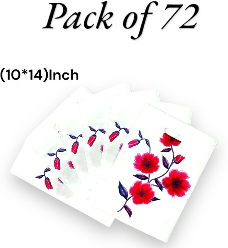 CARRY CLOUD Carry Bags 10*14Inch[Packof72] white D-Cut Bags Rose Handle Gifts&Versatile bags Pack of 72 Grocery Bags(White)