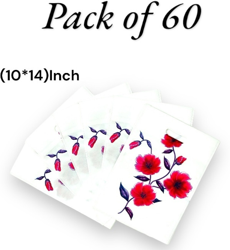 CARRY CLOUD Carry Bags 10*14Inch[Packof60] white D-Cut Bags Rose Handle Gifts&Versatile bags Pack of 60 Grocery Bags(White)