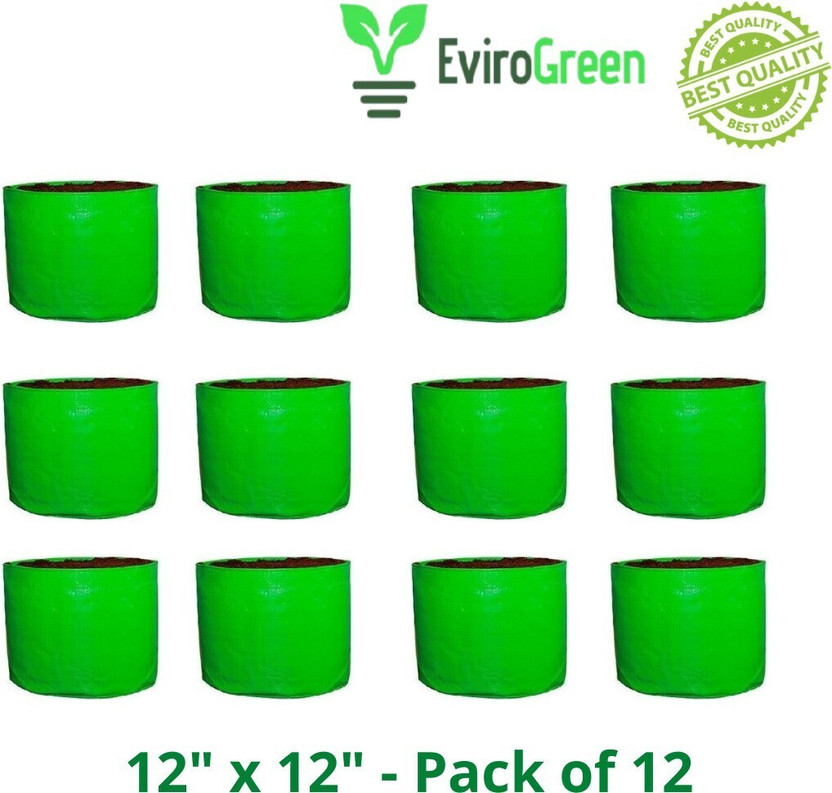 EVIROGREEN HDPE Grow Bag_250 GSM_12" X 12":_pack cf 12 Grow Bag