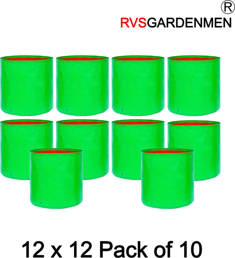 RVSGARDENMEN Flower Plants Pots Terrace Gardening Grow Bag (12" X 12") - (Pack of 10) Grow Bag