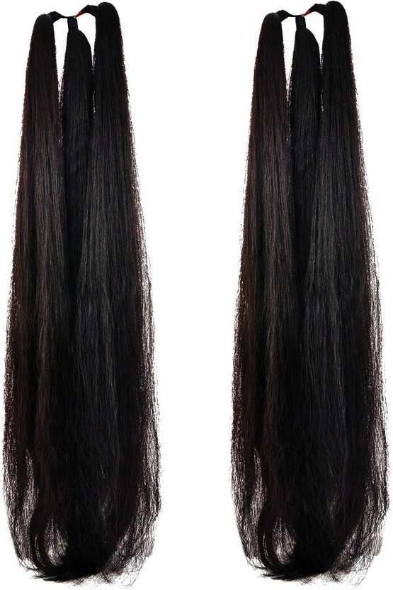 BELLA HARARO Thick Nylon False  Extension, 24 inch (Black) Pack of OF 2 Hair Extension