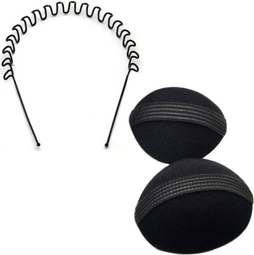 Puff Bumpits and ZigZag Wave Band Hair Accessory Set (Black) Hair