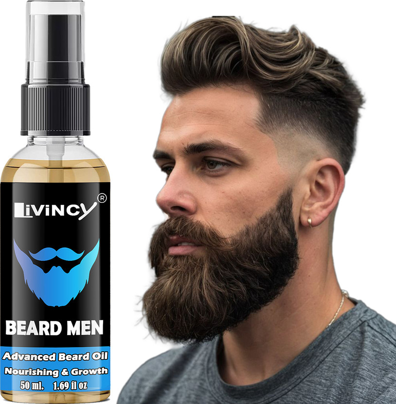 Livincy beard growth oil booster mooch oil for beard oil spray grow beard oil men Hair Oil(50 g)