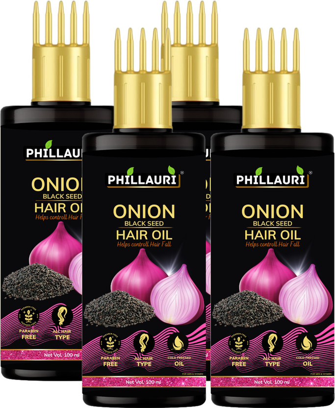 Phillauri Onion Black Seed Hair Oil - WITH COMB APPLICATOR - Controls Hair Fall Hair Oil(400 ml)