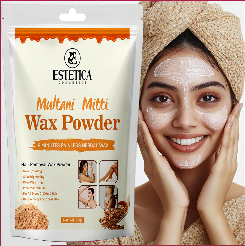 Estetica Cosmetics Multani Mitti Herbal Skin Polish Wax Powder – Hair Removal Formula Powder(50 g)