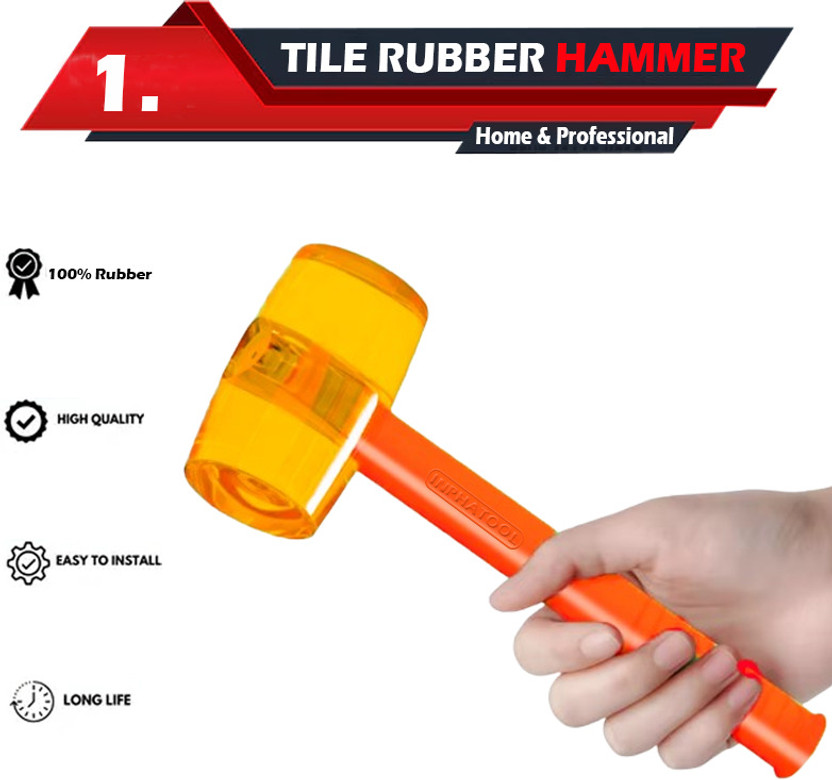 INPHATOOL Rubber Mallet, Tile Installation Hammer, Multi-purpose Tool For Flooring, Masonry, Woodwork, Tiles Fitting Mallet(0.4 kg)