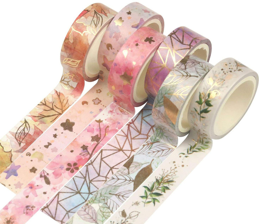 ELIE INDIA Gold Washi Tape Set DIY Crafts, Bullet Journal Supplies, Planners, Scrapbook Manual Gold Washi Tape Set DIY Crafts, Bullet Journal Supplies, Planners, Scrapbook (Manual)(Set of 6, Multicolor)