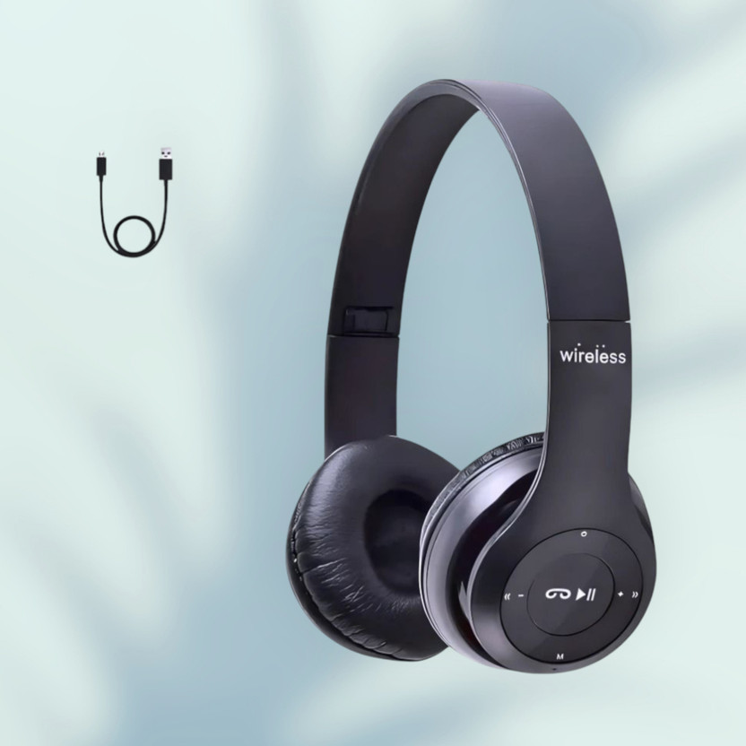 TWS Studio-Quality Microphone Headphones with Great Sound & Battery_FB Bluetooth & Wired(Black, On the Ear)