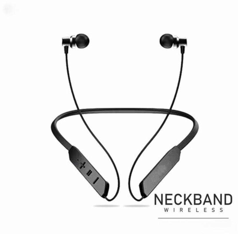 Wireless BT MAX Neckband with Dual Pairing, Mic, Fast Charging & Great