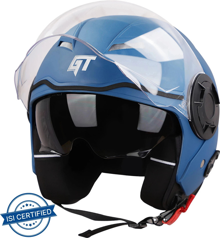 Steelbird GT Dashing ISI Certified Open Face for Men & Women with Inner Sun Shield Motorbike Helmet(Dashing Blue)