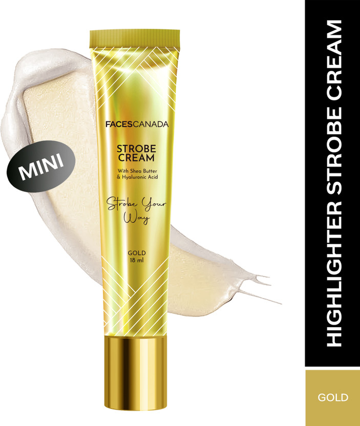 FACES CANADA Strobe Cream Mini - 18 ml | Instant Illumination | Primer + Moisturizer + Highlighter(18 ml, Gold)