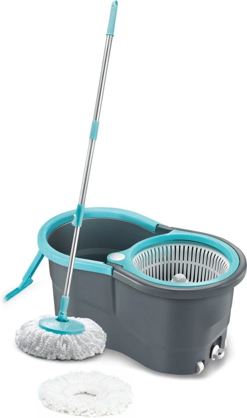 TULUA PLASTIC SPINNER BUCKET MOP 360 REVOLVING CLEANING MOP WITH 2 MICROFIBER REFILL Mop Set(Multicolor)